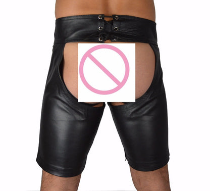 Lingerie Gay Men Leather Pants Hot Black